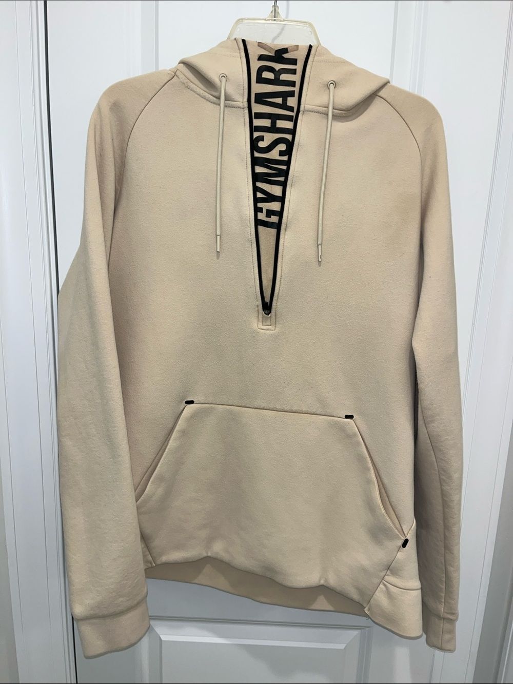 Tan Beige Zip Front Gymshark Yoga Gym hooded hoodie thick sweatshirt women’s M